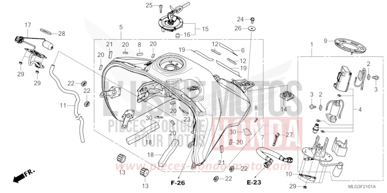 KRAFTSTOFFTANK/KRAFTSTOFFPUMPE (2) von Africa Twin Mechanik PEARL GLARE WHITE (NHB53H) von 2022